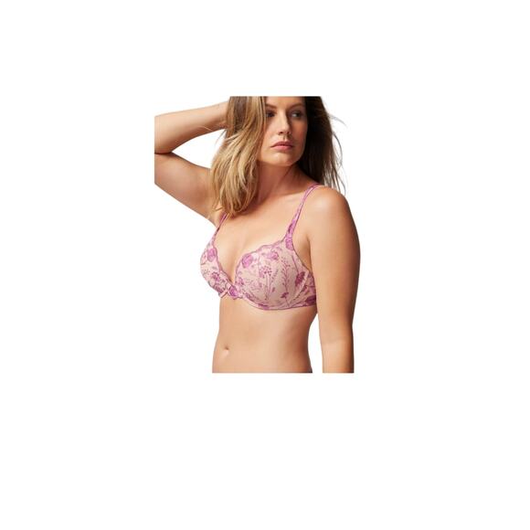 WILDFLOWER Embroidered Push-Up Bra Purple Pink Lace 34C - Picture 1 of 5